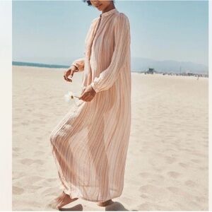 Christy Dawn Riley Maxi Coverup Dress In Salmon Stripe
